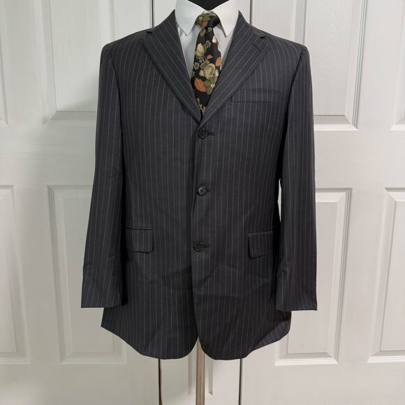 Austin Reed Men's Dark Gray Striped 2 Piece Suit Set Size 40R Pants Waist 34 - Picture 3 of 14